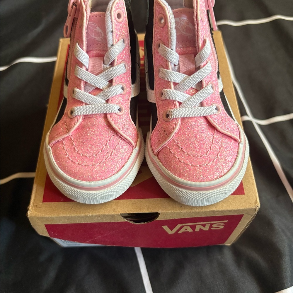 Vans Kids Glittery Pink High-Top Sneakers